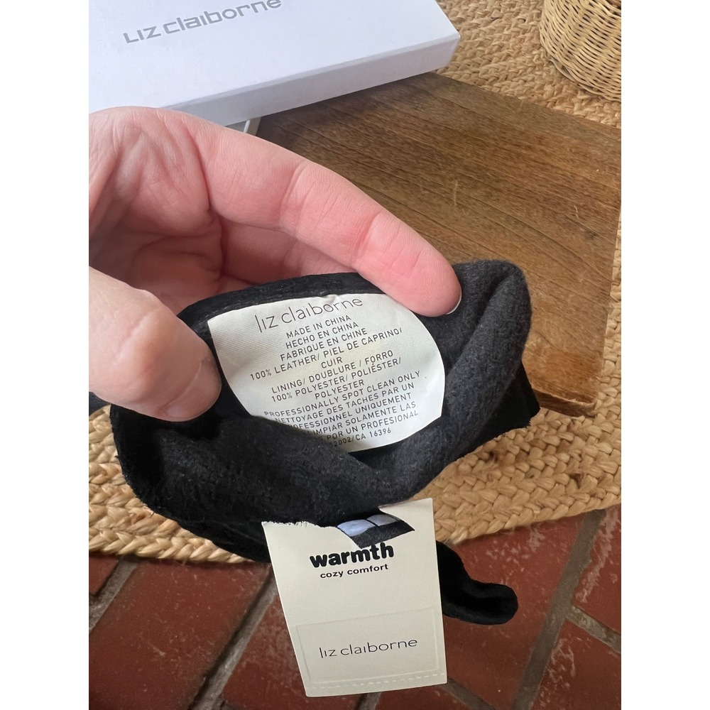Vintage 90s Liz Claiborne Black Leather Gloves - Picture 3 of 6